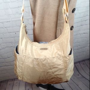 Baggalini Tan with Blue Interior Crossbody